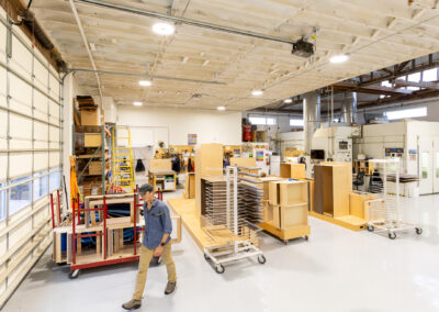 Wide interior view of Smith & Vallee custom cabinet manufacturing facility